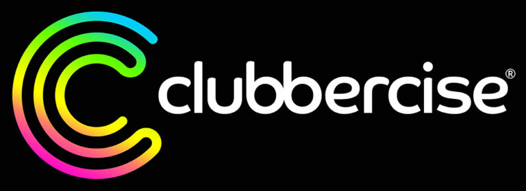 Clubbercise primary logo blackBG WEB 768x280